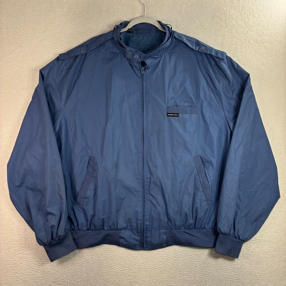 Vintage Members Only Bomber Jacket Men 3XT Blue Iconic Racer Epaulettes 90s Tall